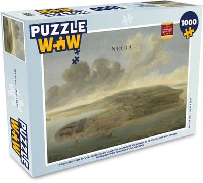 Puzzel Twee gezichten op VOC-vestigingen Lawec in Cambodja en Banda in de zuidelijke Molukken - Schilderij van Johannes Vinckboons - Legpuzzel - Puzzel 1000 stukjes volwassenen