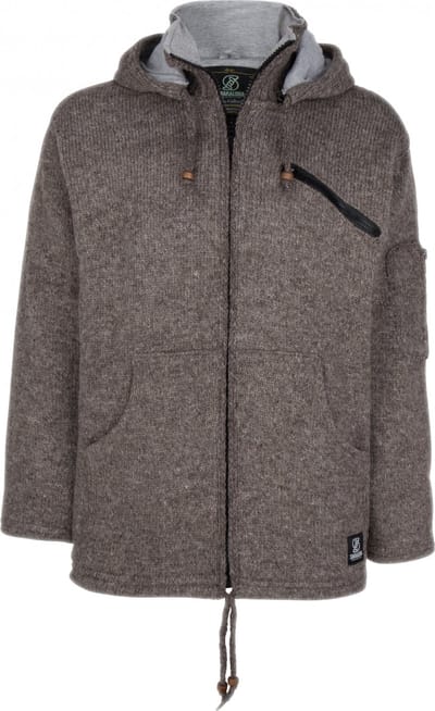 Gebreid Wollen Heren/Uni Vest van Schapenwol met Katoenen Voering en afneembare capuchon - SHAKALOHA - M Cruiser Ziphood S