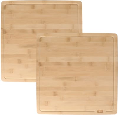 5five Grote snijplank - 2x - vierkant - 37 x 3,5 cm - bamboe hout - serveerplank - Broodplank