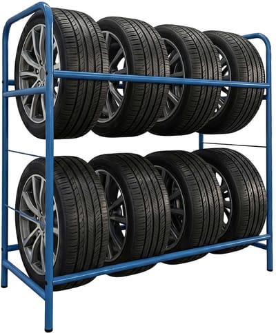 Bandenrek - voor 8 banden - 106 x 106 x 46 cm - blauw