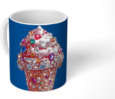 Mok - Koffiemok - Ijsje - Hoorntje - Steentjes - Blauw - Mokken - 350 ML - Beker - Koffiemokken - Theemok