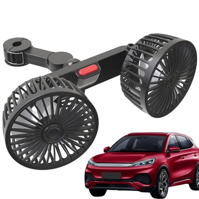 Autoventilator voor de achterbank, autoventilatoren voor de achterbank, USB-ventilator voor autohoofdsteunen met dubbele kop, hoofdsteun, ref
