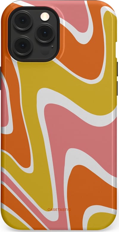 Casetastic hoesje geschikt voor Apple iPhone 12 Pro Max - MagSafe - Dubbellaagse bescherming - Retro rave - Fashion Case - Goud Terracotta Koraal Wit