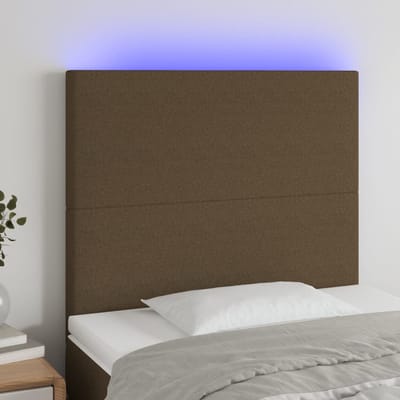 vidaXL - Hoofdbord - LED - 90x5x118/128 - cm - stof - donkerbruin