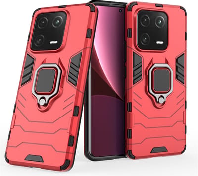 MobyDefend Hoesje - Geschikt voor Xiaomi 13 Pro - Dubbelgelaagde Pantsercase Met Standaard - Rood