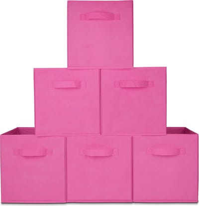 LifeGoods Opbergmand - 6 Stuks - Kast Organizer - 20L - Opbergbox - Textiel - Roze