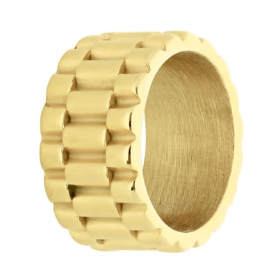 Lucardi Heren Stalen goldplated ring - Ring - Staal - Goudkleurig - 18 / 57 mm