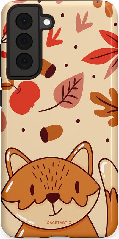 Casetastic hoesje geschikt voor Samsung Galaxy S21 FE 5G - Dubbellaagse bescherming - Boskat op avontuur - Fashion Case - Zand Terracotta Rood