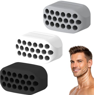 3 stuks-Kaaktrainer - Training voor de kauwspier - Kaakvormer - Siliconen - Kaaklijnvormer - Geschikt voor training van de kauwspier - Kaakvorming - Zwart - Wit - Grijs - 3*1,6*1,5 cm