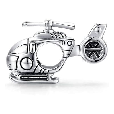Fler® | Bedel | Past op populaire bedelarmbanden (standaard - 3mm) | Helikopter Bedel | Hangbedel Charm | 925 sterling zilver | Valentijnsdag Cadeau | Sinterklaas kado | Kerstcadeau | Verjaardagsgeschenk | Vriendschap