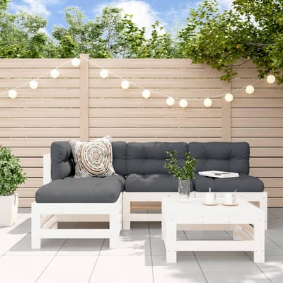 vidaXL - 5-delige - Loungeset - massief - grenenhout - wit
