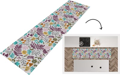 Keukenloper - Loper keuken - Bloemen - Bladeren - Patroon - 200x50 cm - Keukenloper vinyl