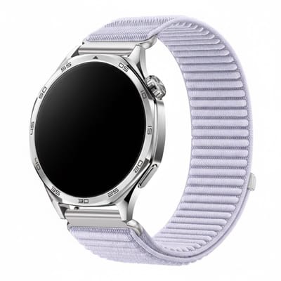 Nylon bandje - geschikt voor Garmin Vivoactive 4 / Venu 4 (45mm) / Venu 3 / 2 / Forerunner 255 / Forerunner 265 / 570 (47mm) en Polar Vantage M / M2 / V3 / Grit X (Pro) - ribbel - lavendel