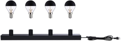 Set LED-spiegellamp Regula II Inclusief fluorescentielampen 4-vlammig E14 2700K 4x250lm 230V 4x2,5W dimbaar Zwart, Kopspiegel zwart mat