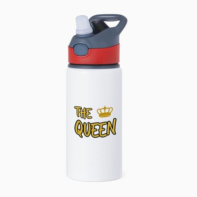 Hacebo® - The queen waterfles met rietje rood - Koningin - een koningin - verjaardagscadeau - kroontje - kado - gift - geschenk - water fles - 650ML