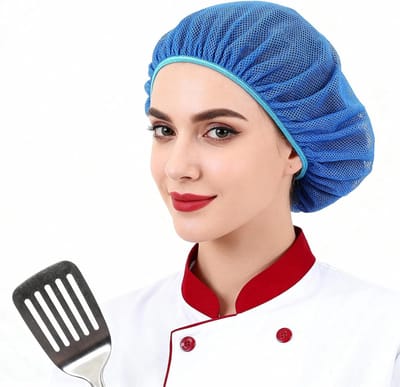 6 Stuks Blauwe Elastische Haarnetten voor Voedselservice, Herbruikbare en Ademend Haarbedekking voor Koks, Lichtgewicht en Comfortabel Chef Hoofddeksel