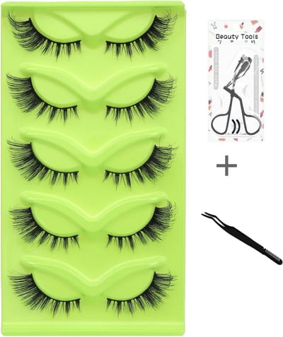 5 paar Nepwimpers-3D valse wimpers-dik-driedimensionaal-gratis wimperkam -gratis wimperkam-17mm-zwart