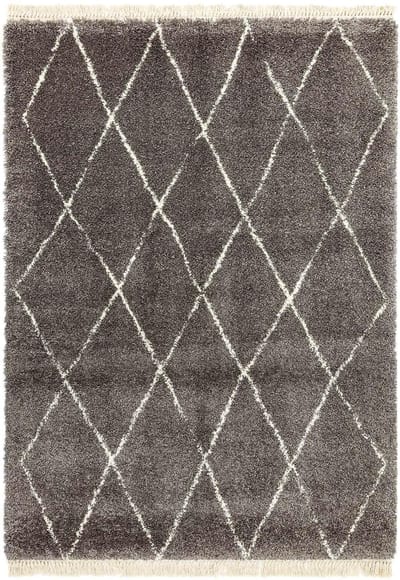 Easy Living - Rocco-Grey-Diamond Vloerkleed - 160x230  - Rechthoek - Berber,Shaggy Tapijt - Modern - Beige, Grijs