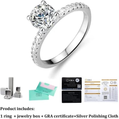 Gecertificeerde 1-3ct Moissaniet Diamant D Kleur Vier Prongs Ring Echt 925 Sterling Zilver Fijne Sieraden Huwelijksgeschenk voor Vrouwen 9&1.0ct 6.5mm D color white