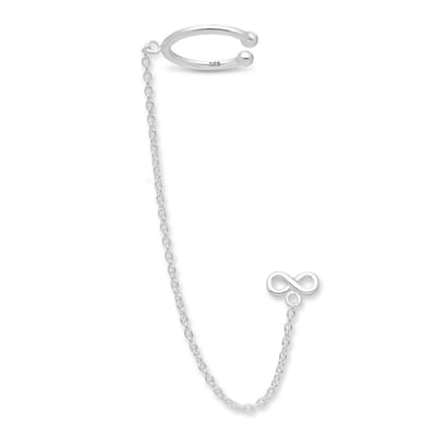 EAR IT UP - Ear cuff met ketting en oorbel - Infinity - 925 sterling zilver - 15 x 75 mm - 1 stuk