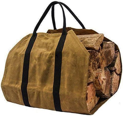 Haardhout Tas - Draagtas Canvas - Brandhout Vervoeren - Grote Capaciteit - 39 x 18 Inch - Naturel