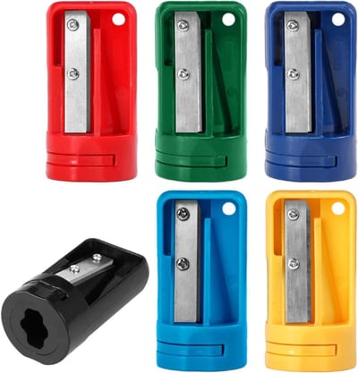Set van 6 Houten Potloodslijpers voor Houtbewerking, Ideaal voor School, Kantoor en Reizen, Handig en Draagbaar, Geschikt voor Dagelijks Gebruik, Verkrijgbaar in 6 Kleuren