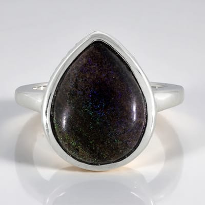 Cavill - 925 Sterling Zilver Ring met 3,97 ct Australische Matrix Opaal - Druppelvormige Peervorm Cabochon - Handgemaakt Uniek Sieraad Dames