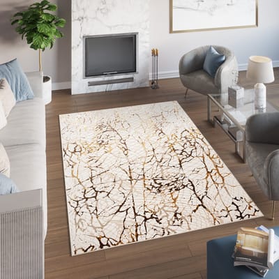 Tapiso Golden Vloerkleed Beige Modern Woonkamer Kleed Maat- 200x300