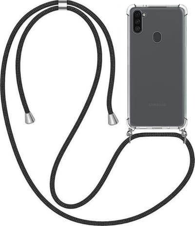 Telefoonhoesje Geschikt voor Samsung Galaxy A11 met Koord en Stootrand - TPU Backcover Shockproof met Lanyard - Smartphonica geschikt voor Samsung Galaxy A11