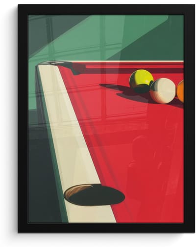 Poster in lijst - Fotolijst 30x40 cm - Posters - Biljarttafel - Ballen - Rood - Schaduw - Posterlijst zwart - Decoratie - Wanddecoratie woonkamer - Muurdecoratie slaapkamer - Kerstversiering - Kerstdecoratie voor binnen - Kerstmis