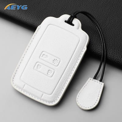 Leren Autosleutelhoes Cover Shell Voor Renault Koleos Kadjar Captur Megane Talisman Espace Clio Zoe Scenic 4 Arkana Dacia Sandero white
