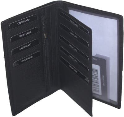 Oi zwarte leren portefeuille zeer uitgebreid / mapje met veel ruimte voor creditcards en autopapieren / pasjesmapje A5 formaat met ruimte voor contanten en documenten / RFID safe / zwart leer / 236