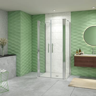 80x80x80cm Douchecabine 195cm hoog,pendeldeuren met Twee Zijwanden,Aluminium muurprofiel Helder Glas 6mm.