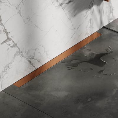 Brauer Douchegoot met Multifunctioneel Rooster en Flens Voor Wandmontage - 90 cm - Koper Geborsteld Pvd