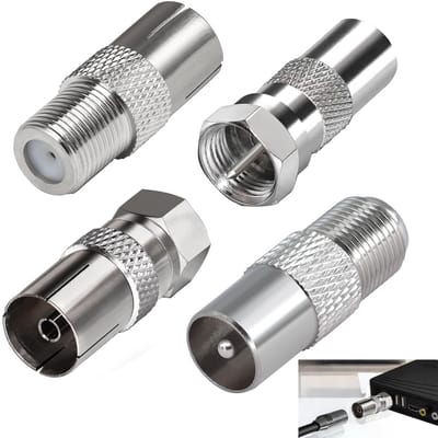 TV Antenna Adapter Set 4 stuks - Coaxiaal F naar TV - Universele compatibiliteit - Ideaal voor satelliet en modem - ShopVlot