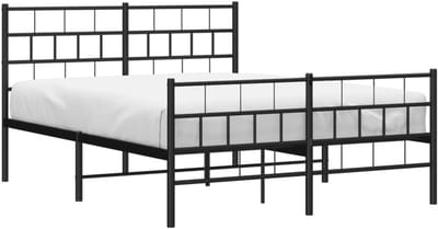 Metalen Bedframe - Ledikant Tweepersoons - Slaapkamer Inrichting - Klassiek Tijdloos Design - 140x200 cm - Zwart