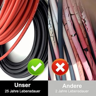 Solarkabel 6 mm²/4 mm² voor zonnepanelen - Zonne-energie verlengkabel met zonnestekker en adapter