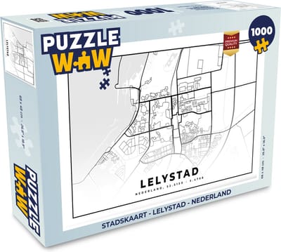 Puzzel Stadskaart - Lelystad - Nederland - Legpuzzel - Puzzel 1000 stukjes volwassenen - Plattegrond