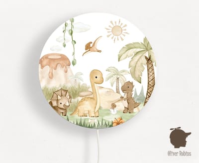 Wandlamp rond Dino Baby Oliver Robins-sfeerverlichting-kinderkamer-dinosaurus-wandverlichting