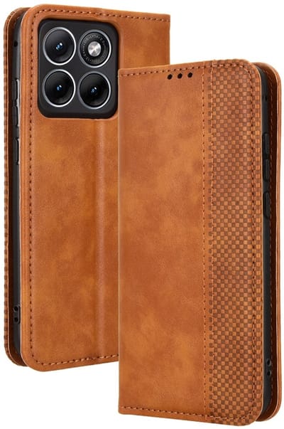 Coverup Hoesje - Geschikt voor Motorola Edge 70 Fusion Hoesje - Coverup Vintage Style Book Case - Bruin
