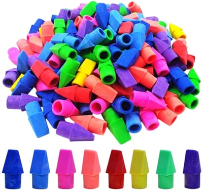 100 stuks-Gum - Gum voor potlooddop - Gekleurde gum - Schrijfwaren - Schoolbenodigdheden - Geschikt voor scholen, thuis en op kantoor - Gemengde kleuren - 24*12,5 mm - 7 mm opening