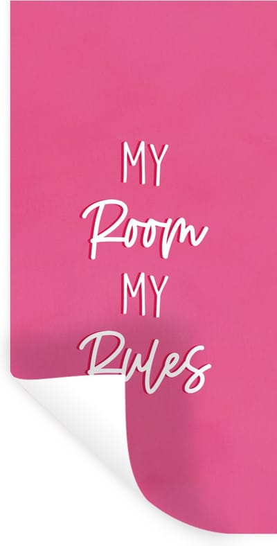 Muurstickers - Sticker Folie - Kind - Spreuken - Roze - My room my rules - Quotes - 40x80 cm - Plakfolie - Muurstickers Kinderkamer - Zelfklevend Behang - Zelfklevend behangpapier - Stickerfolie