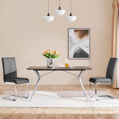 Titel (SEO geoptimaliseerd): Moderne Kunstleren Eetkamerstoelen Set van 2 – Hoge Rugleuning Comfort Stoelen 59 x 40,5 x 98,5 cm – Donkergrijs