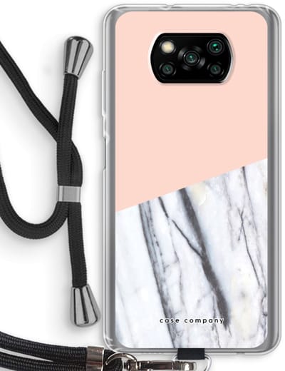 Case Company® - Hoesje met koord geschikt voor Poco X3 Pro hoesje met Koord - A touch of peach - Telefoonhoesje met Zwart Koord - Bescherming aan alle Kanten en Over de Schermrand