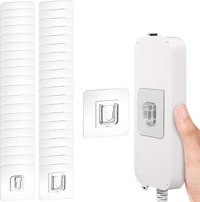 Dubbelzijdige zelfklevende wandhaken, set van 20 zelfklevende haken, geschikt voor het ophangen en ordenen van stopcontacten, fotolijsten en tissueboxen in woningen, kantoren of caravans.