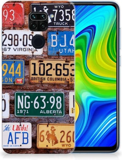 Back Cover voor Xiaomi Redmi Note9 Siliconen Hoesje met foto Kentekenplaten