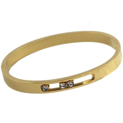Individualiteit Sieraden Titanium Staal Goudkleurig 3 Bewegingen Zirkonia Schuif Armband Voor Vrouwen 56-58mm goud