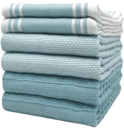 Grote katoenen keukenhanddoeken set van 6 - Absorberende vintage gestreepte theedoeken met ophanglus