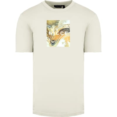 Nicce Ronde Hals Korte Mouw Heren Cream Aerial Box T-Shirt 211 1 09 12 0343