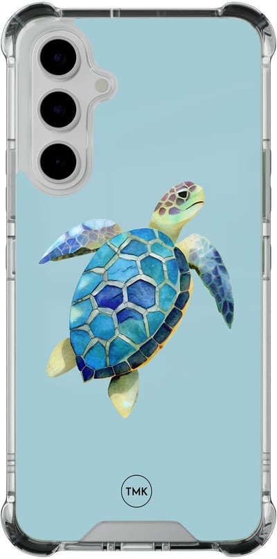 Shockproof hoesje geschikt voor Samsung Galaxy A54 - Schildpad - Schokbestendig - Verhoogde randen - TPU case - Extra Sterke Back Cover - Print - Transparant, Blauw